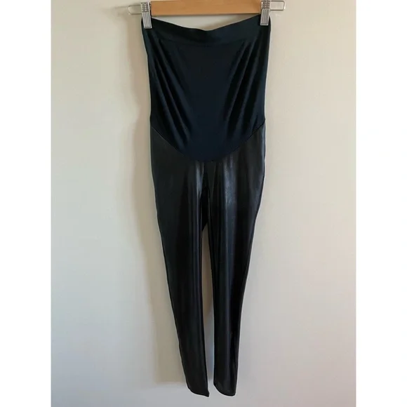 Spanx Mama Faux Leather Maternity Leggings Size Small - Picture 3 of 10